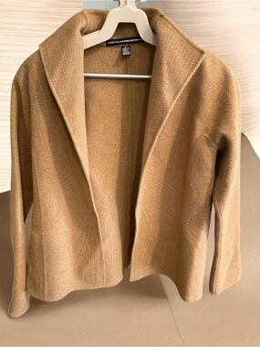 Linda Allard for Ellen Tracy 1980’s Vintage Wool Camel Open-Front Jacket
